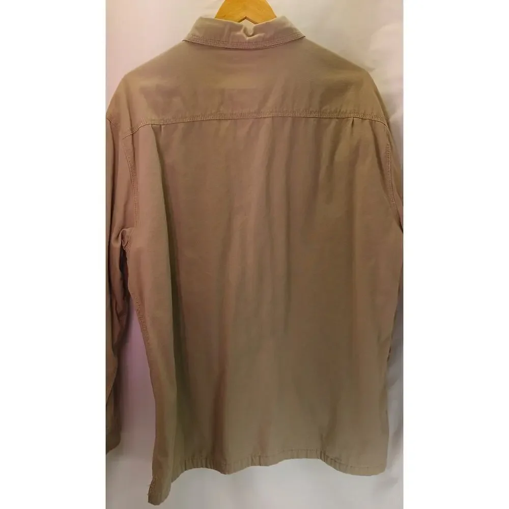 VTG Old Mill Flannel Lined Shirt Jacket Mens Sz XL Rugged Khaki Canvas Workwear - Picture 2 of 6